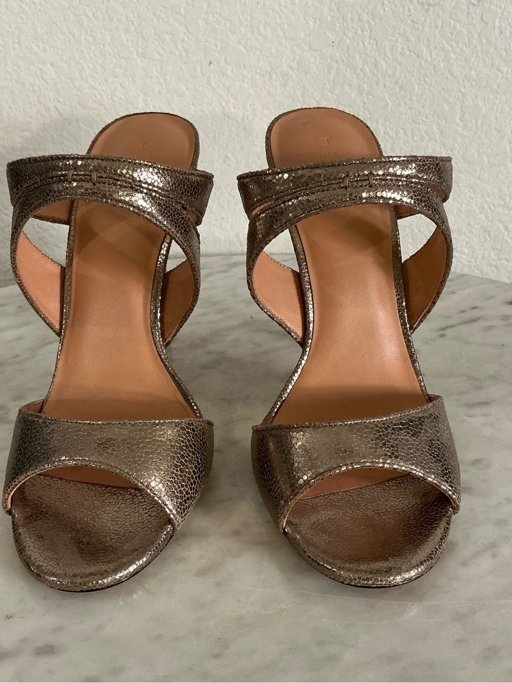 Halston Heritage Metallic Bronze Open-Toe Mules